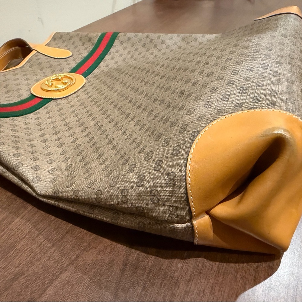 Gucci Beige Tote with Yellow and Green-Red Stripe - Picture 5 of 9